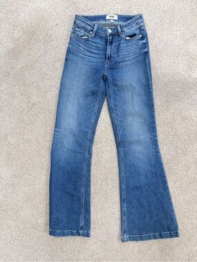 PAIGE Medium Blue Flare Jeans — High-Rise Wide Leg